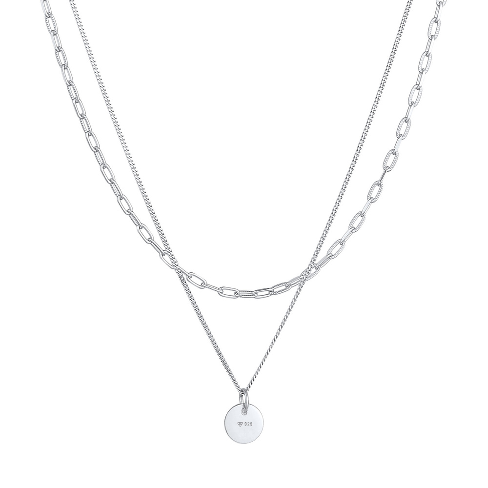 Elli Elli Collier Pendentif femme plaque de base couche en argent sterling 925 collier
