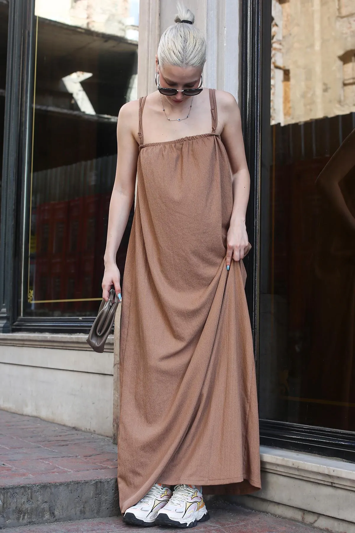 Madmext  Langes Wickelkleid mit Nerzriemen Mg1720