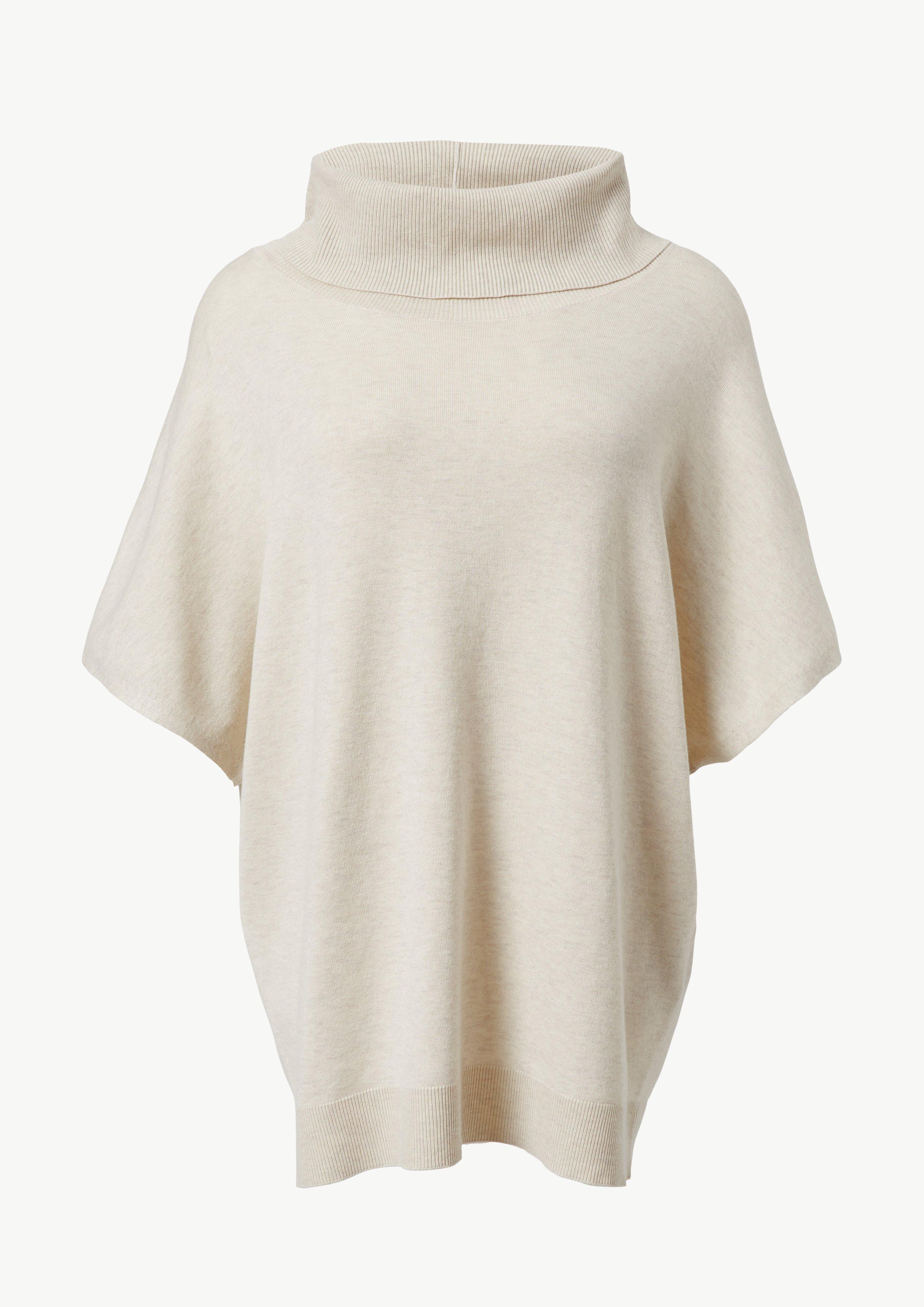 Fein melierter Poncho im Oversized Cut - helles beige