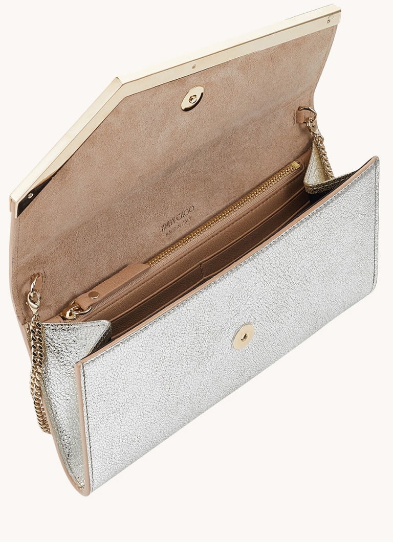 Jimmy Choo Emmie -nahkainen clutch-laukku irrotettavalla olkahihnalla