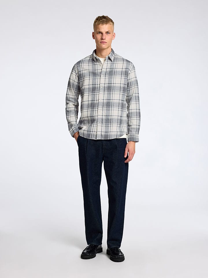 SELECTED HOMME Hemd in Grau/ Weiß günstig kaufen