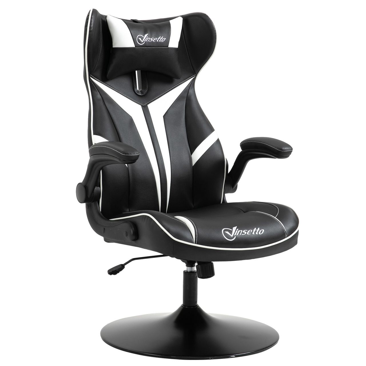 Vinsetto Gaming Stuhl ergonomischer Computerstuhl Stahl Schwarz Weiß 67 x 75 x 106-112 cm
