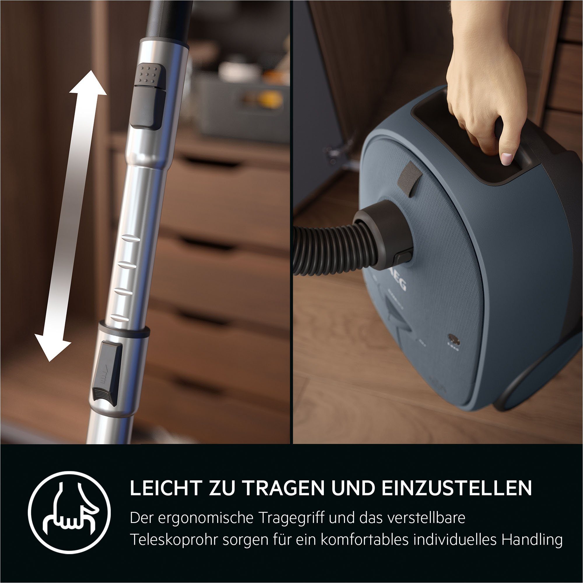 AEG Bodenstaubsauger CLEAN 6000 (AB61C2DB), 850 W, mit Beutel, hohe Saugleistung, inkl. Zusatzdüsen, 50 % Recyclingkunststoff