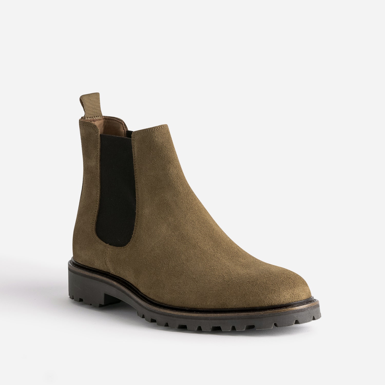 Chelsea boots beige foncé en cuir velours