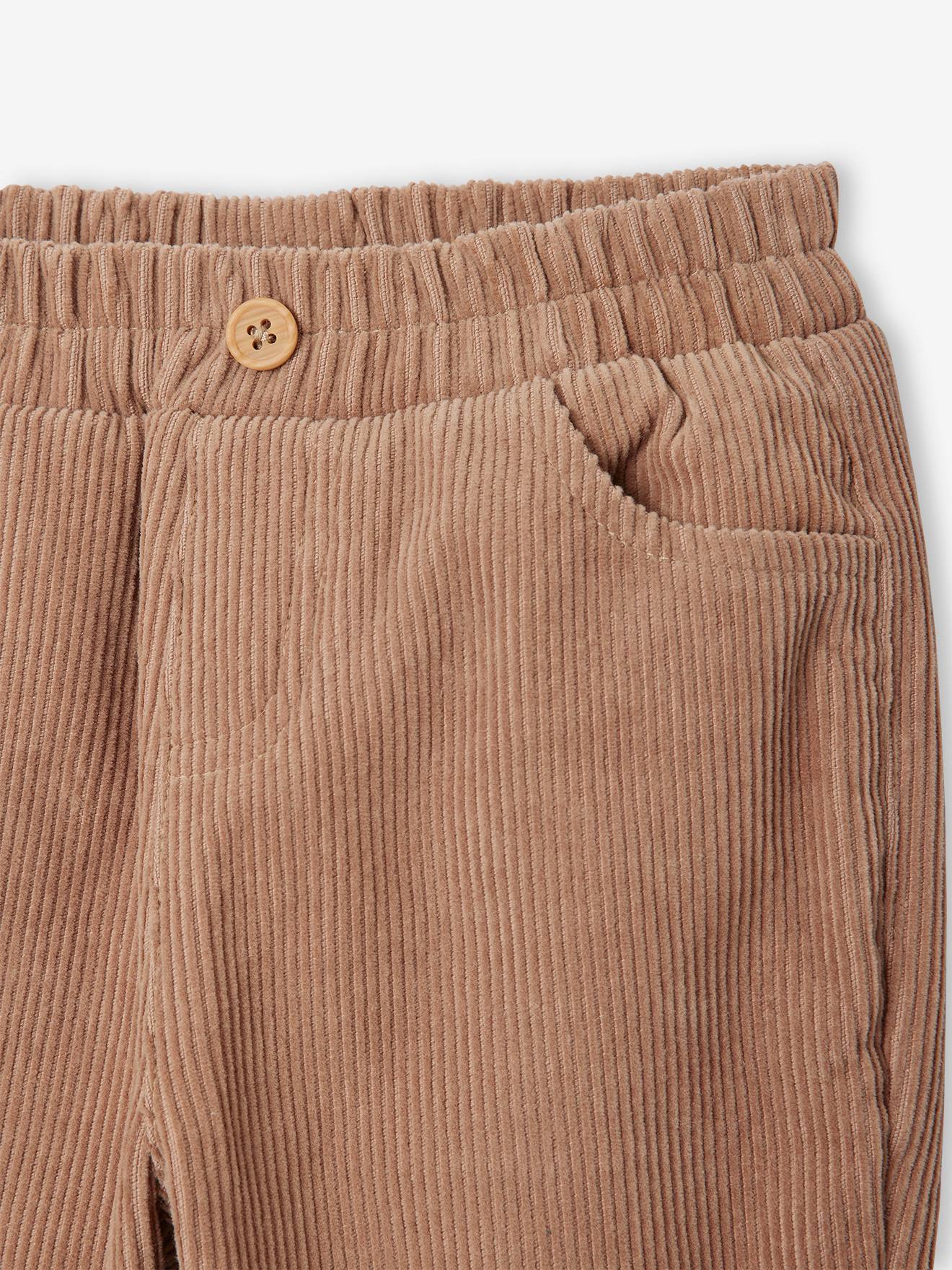 Pantalon bébé en velours côtelé taupe