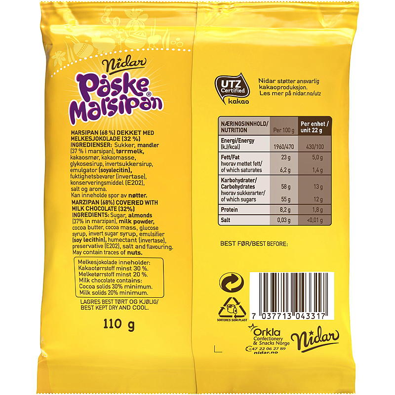 Nidar Marsipanpølser 5-pk 110 g, Nidar