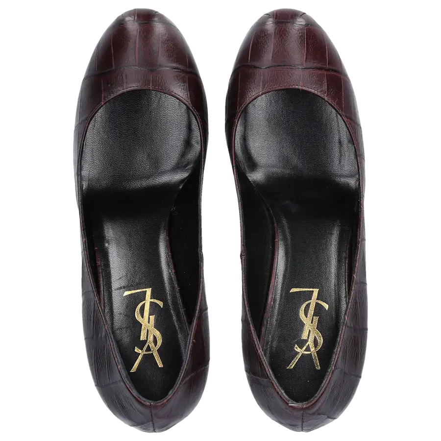 Saint Laurent - Pumps TRIBUTE Kalbsleder Krokodillederprägung bordeaux - rot