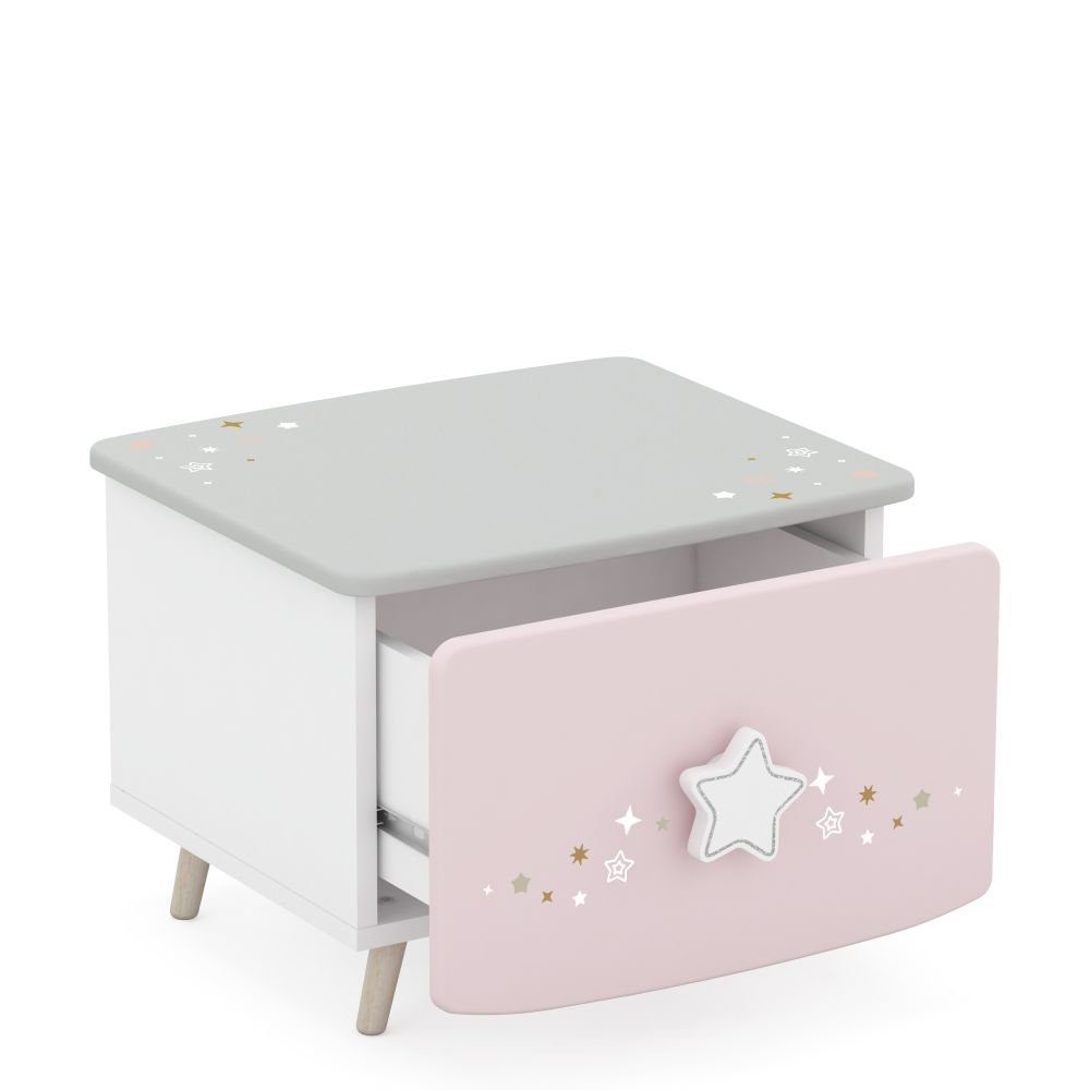 Kindermöbel 24 Schlafzimmer-Set Kinderzimmer Mädchen Sternschnuppe 5-teilig rosa weiß grau