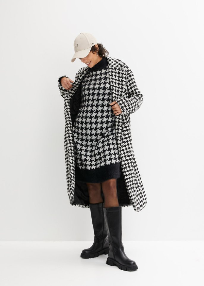 Strickkleid mit Hahnentritt-Muster