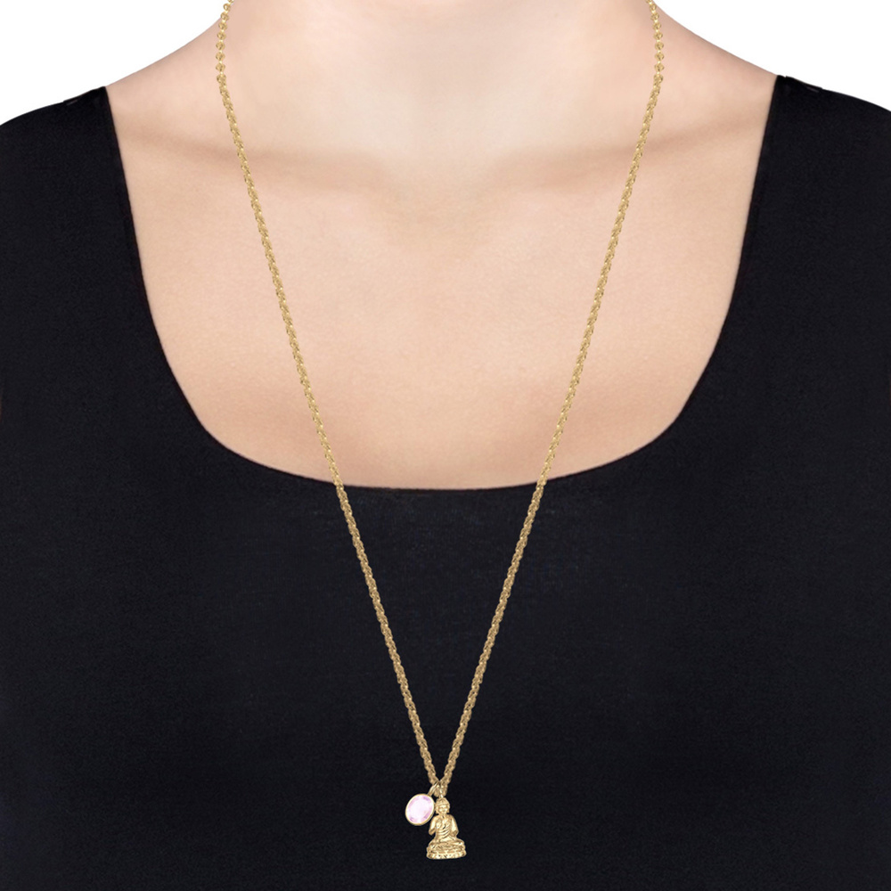 Elli PREMIUM Elli PREMIUM Collier Buddha Rosenquarz Edelstein 925 Sterling Silber collier