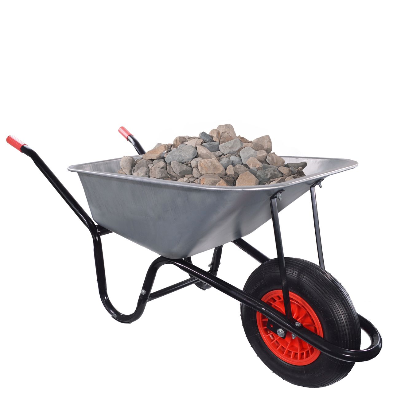 TroniTechnik GARMIO® Schubkarre 85 Liter bis 160 kg Garten Bauschubkarre, Gummi-Luftreifen mit Felge - verzinkt