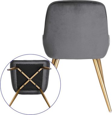 EUGAD Esszimmerstuhl (2 St), Retro, Sitzfläche aus Samt, mit Metallbeine