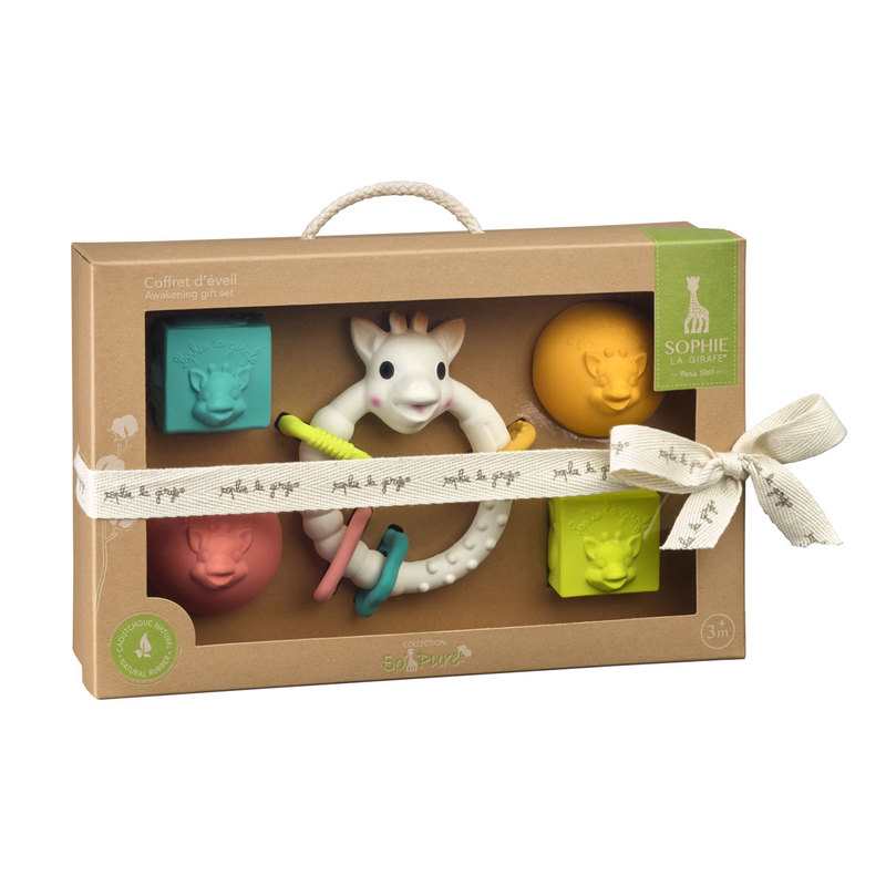 Coffret d'éveil So Pure Anneau , balles et cubes Sophie la girafe