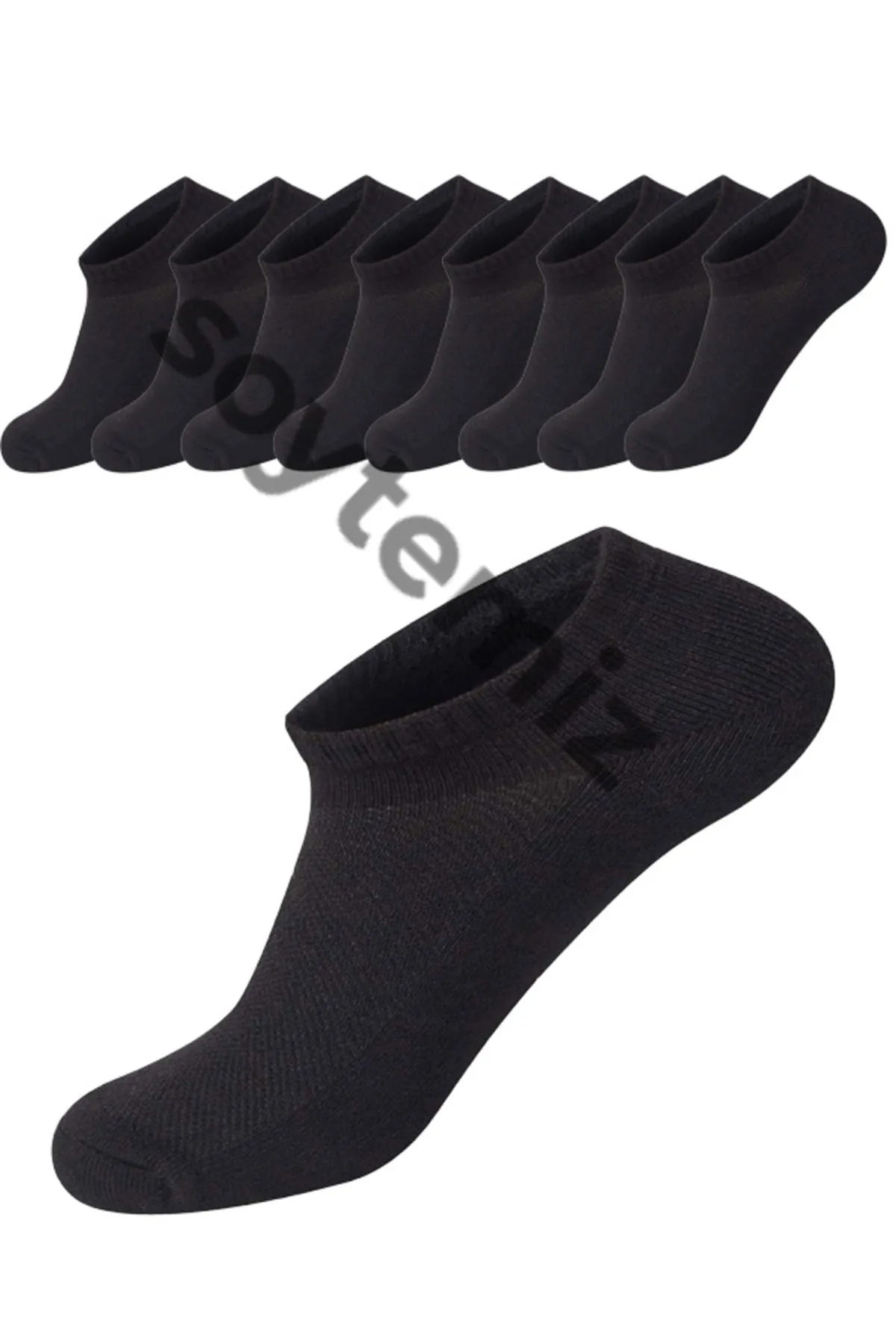 SOYTEMİZ  Unisex-Sportsocken aus schwarzer Baumwolle, 8 Paar
