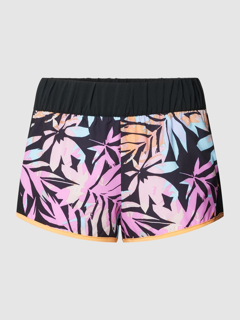 Shorts mit floralem Allover-Muster in schwarz