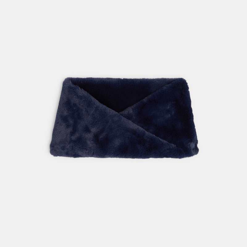 Snood twisté en fausse fourrure bleu fille