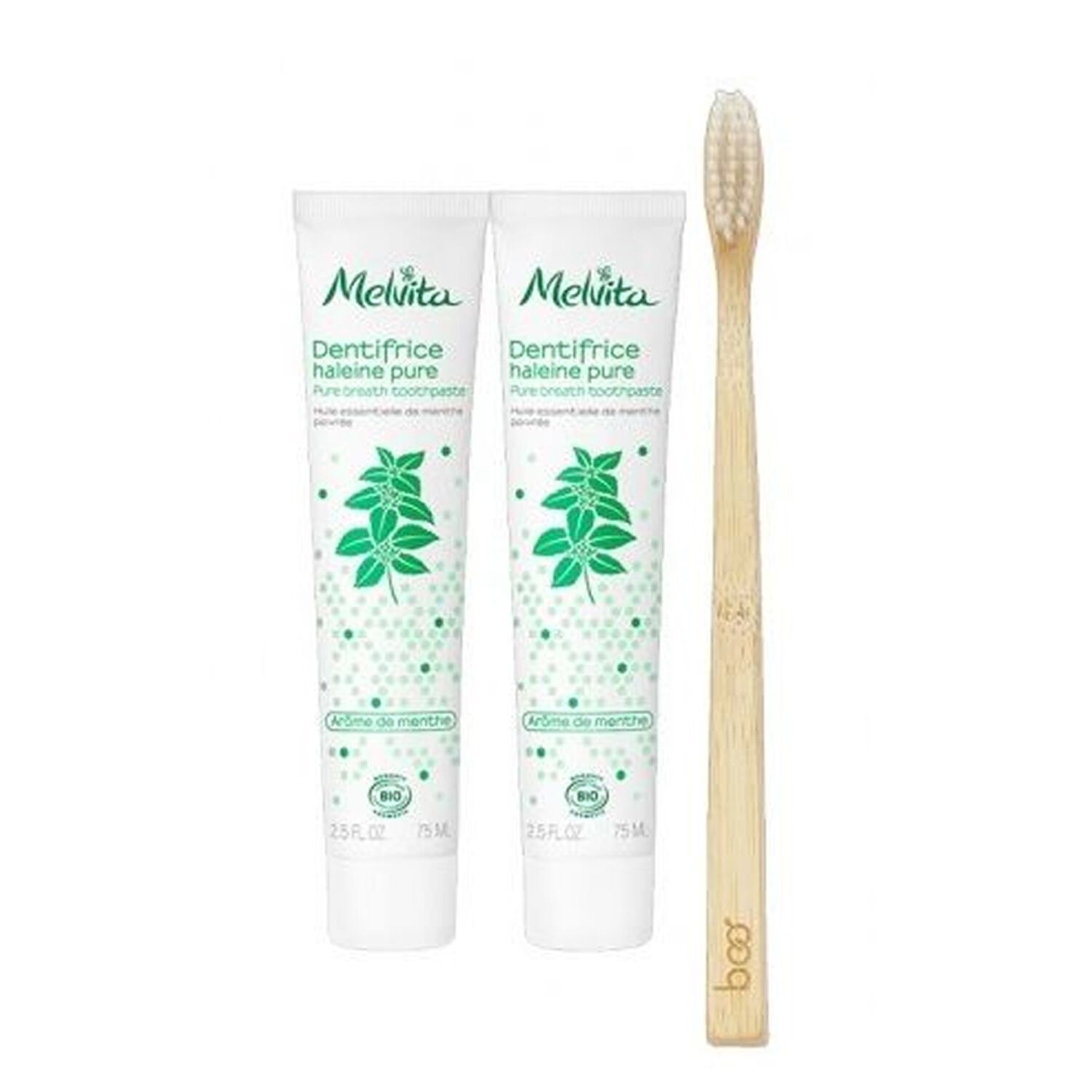 Melvita Haleine Pure Dentifrice 2 x 75 ml + Brosse à Dents