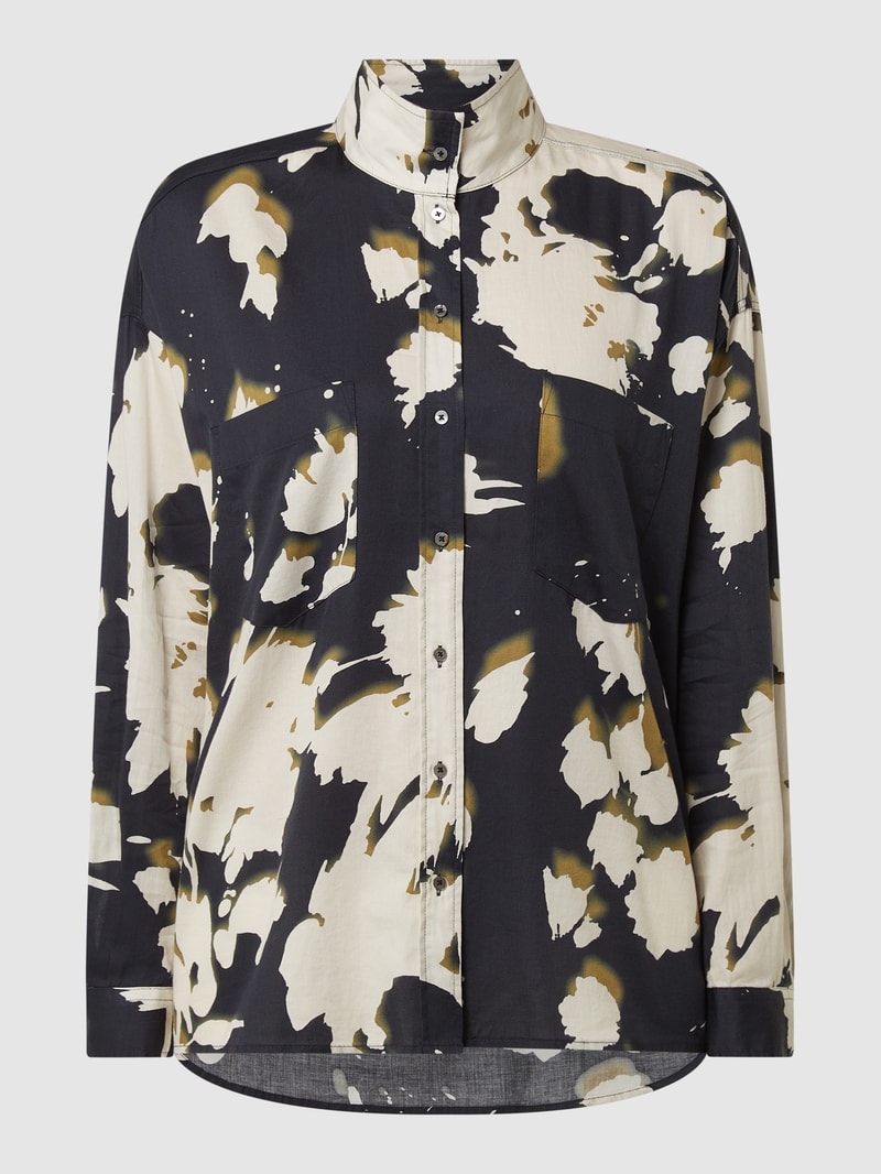 Oversized Bluse aus Baumwolle in marineblau