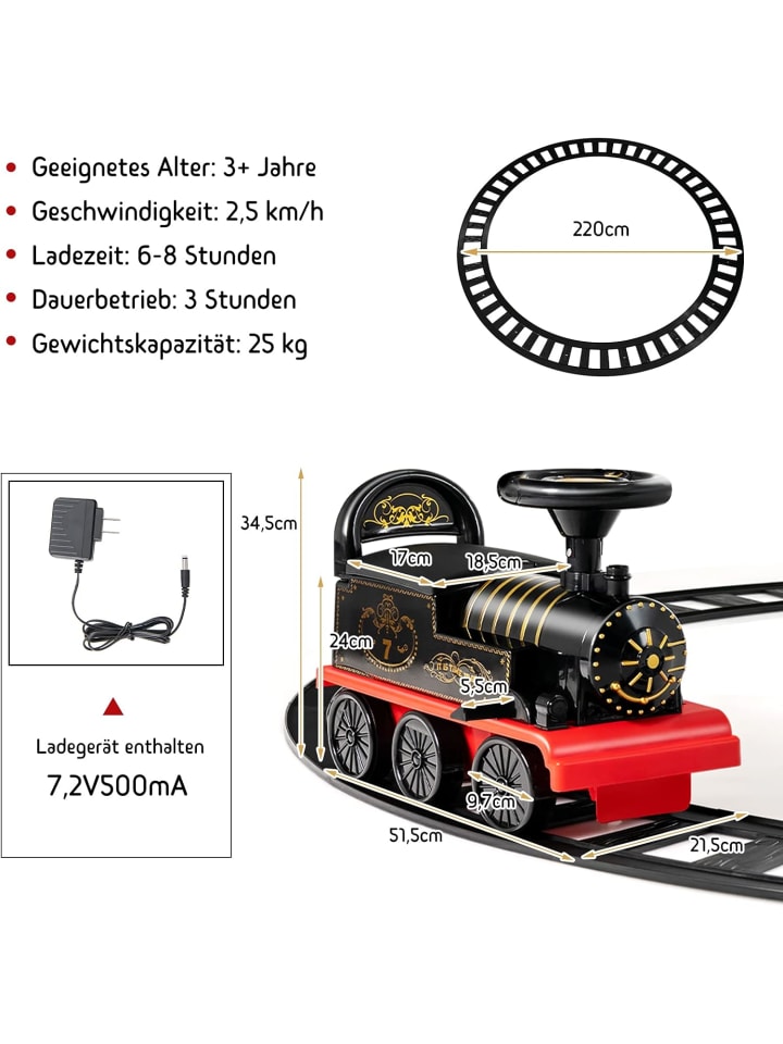 COSTWAY Aufsitz Lokomotive mit Bahn in Schwarz günstig kaufen onesize