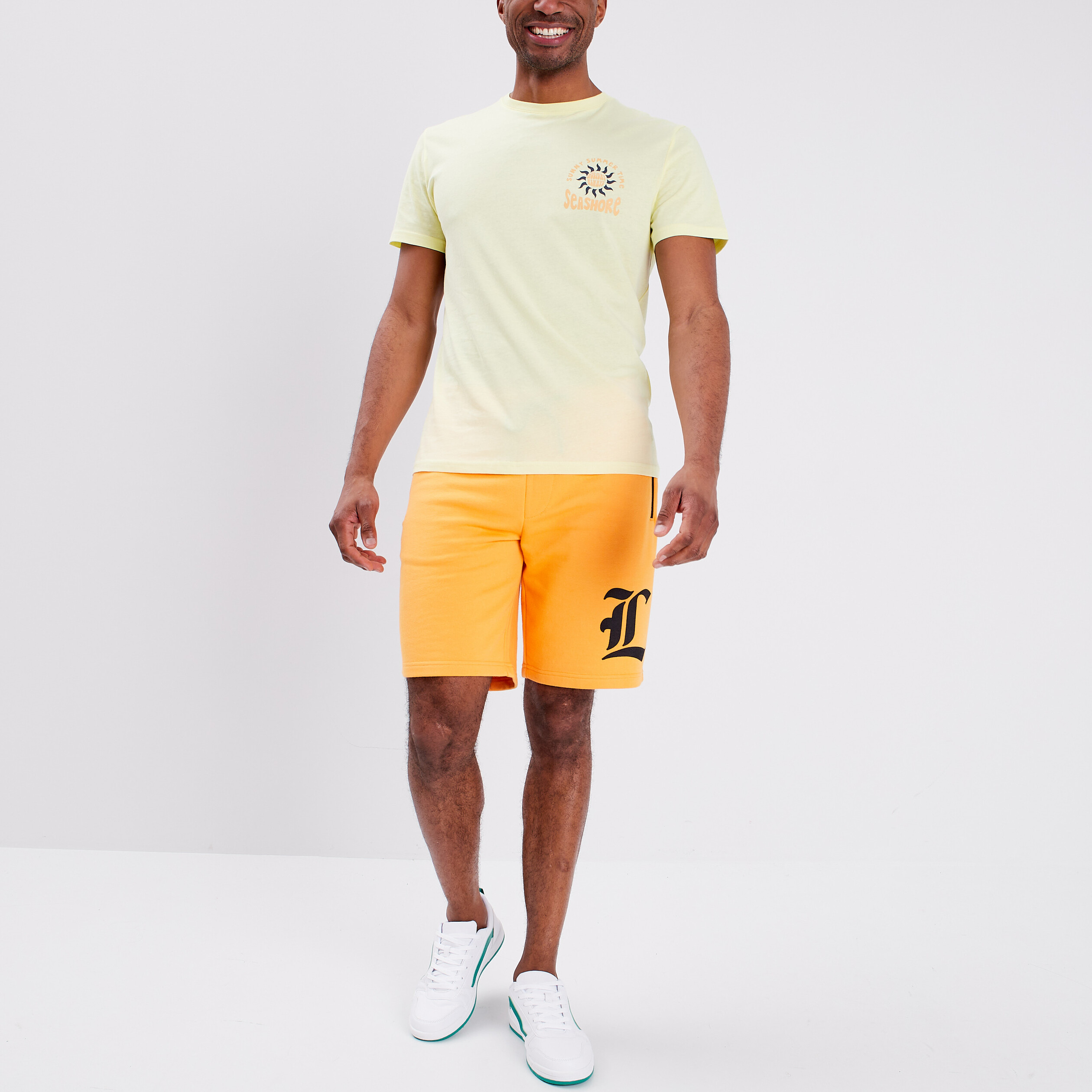 Jogging-Short droit avec poches orange homme | La Halle