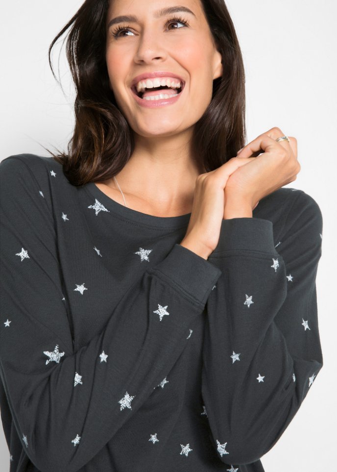 Bedrucktes Langarmshirt aus Baumwolle