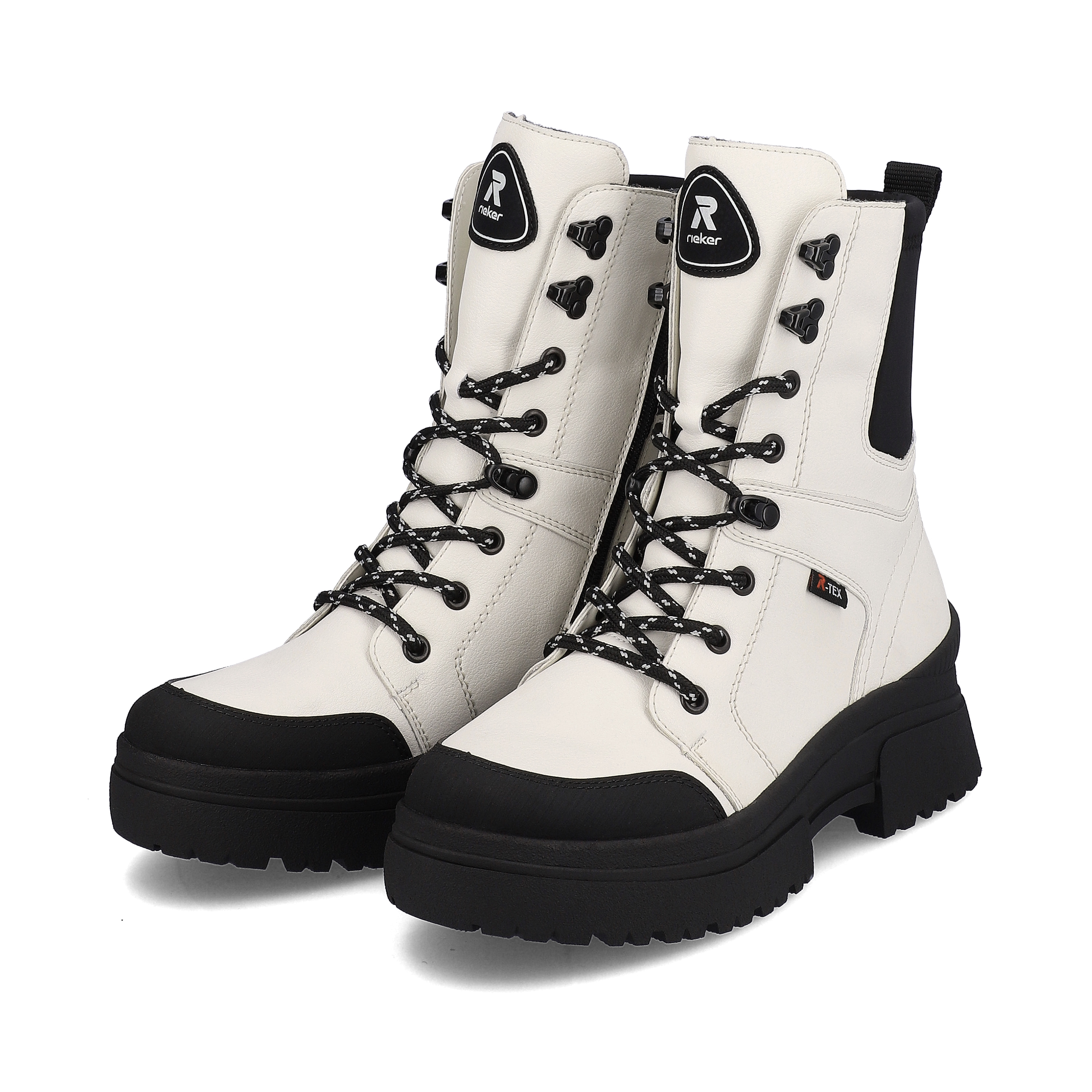 Rieker Damen Schnürstiefel snow-white deep-black