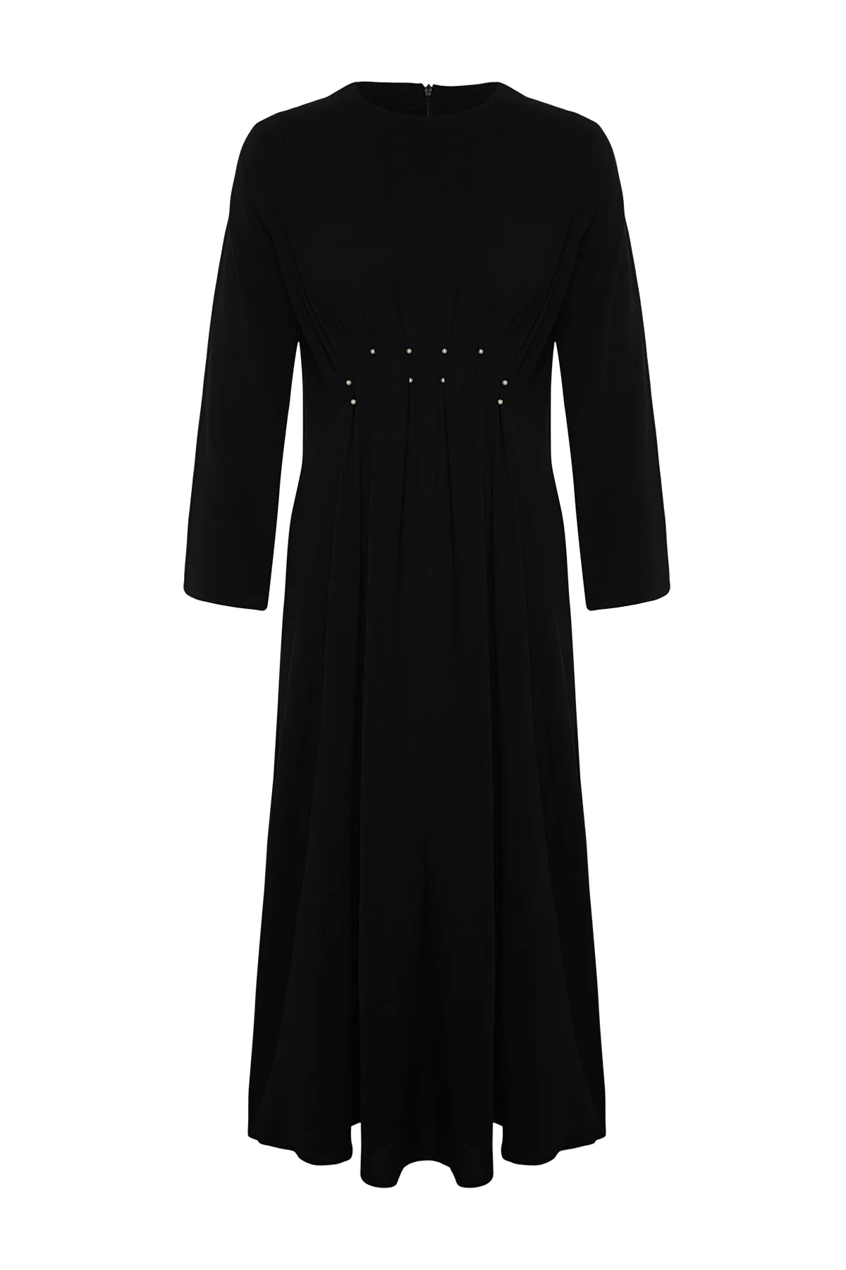 Trendyol Modest  Schwarzes, mit Perlen besetztes Aerobin-Webkleid TCTSS24EB00030
