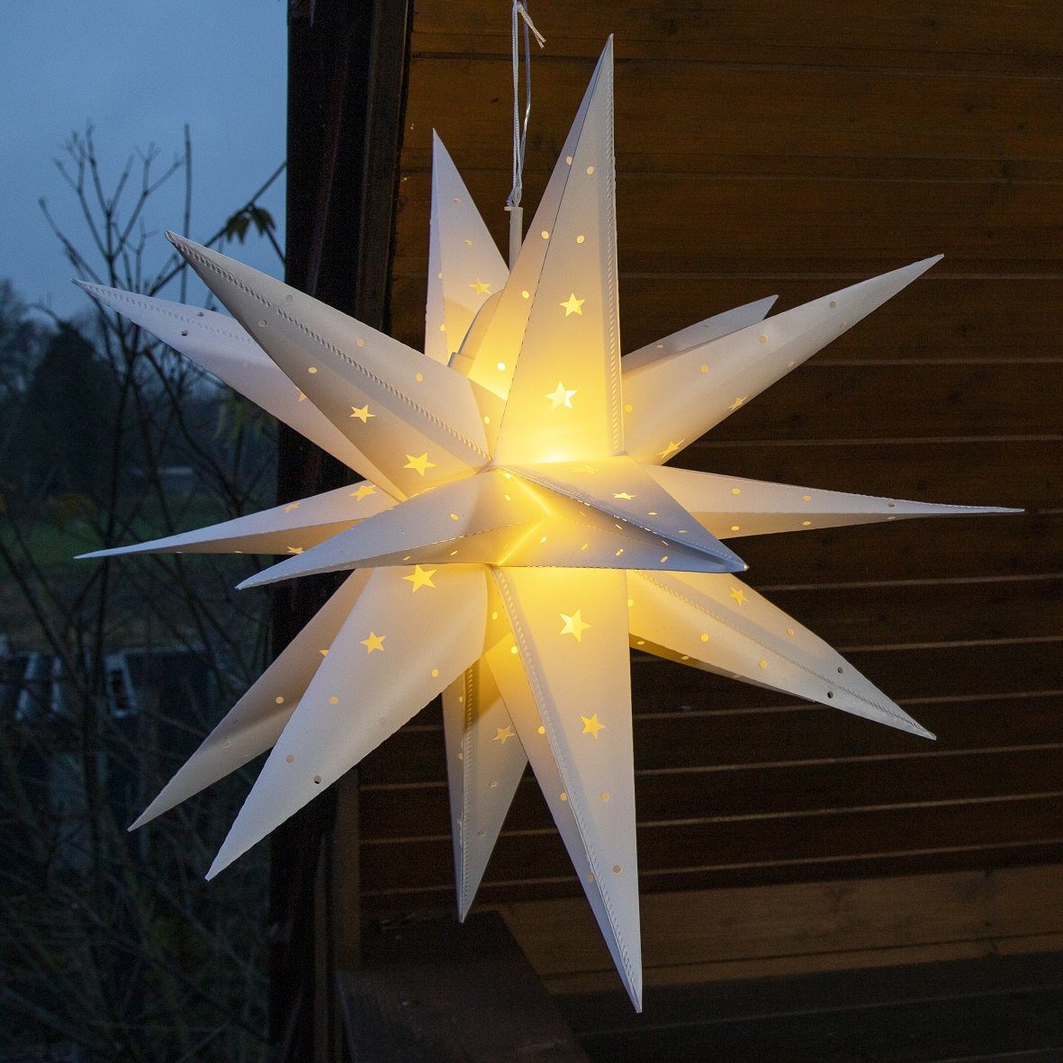 GartenHero LED Stern LED Weihnachtsstern Adventsstern Leuchtstern Fröbelstern Weihnachten, LED fest integriert, warmweiß