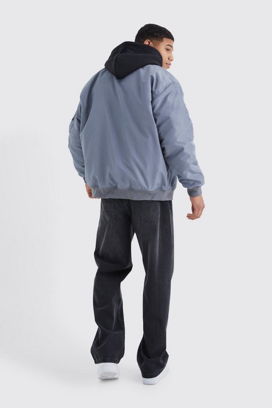 Oversize Ma1 Bomberjacke mit Jersey-Kapuze