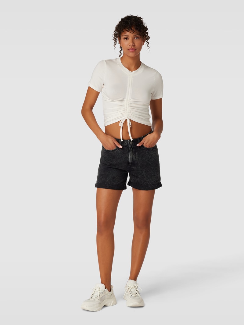 Jeansshorts mit fixierten Beinumschlägen Modell 'SMILEY' in anthrazit
