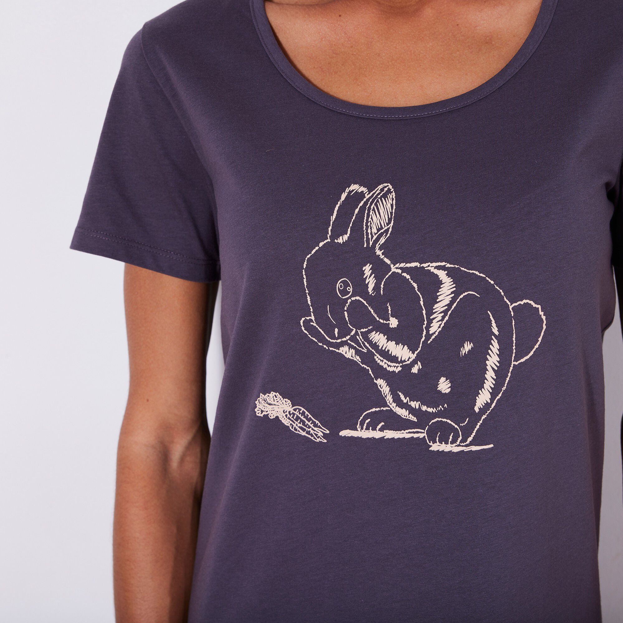 Chemise de nuit longue manches courtes imprimé «Lapin»