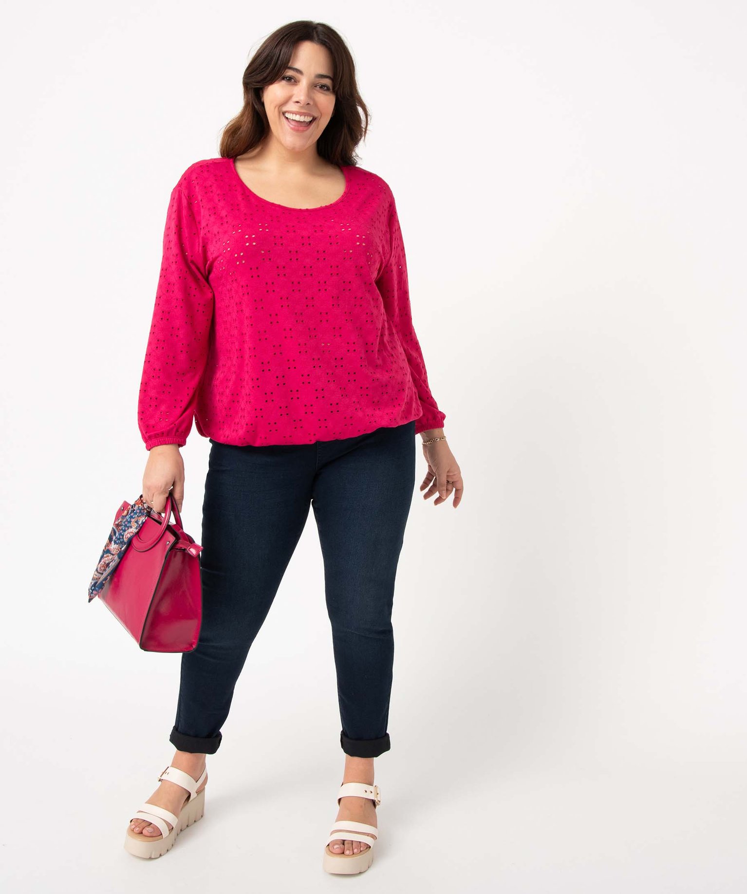 Jegging femme grande taille avec plis sur les hanches brut | GEMO