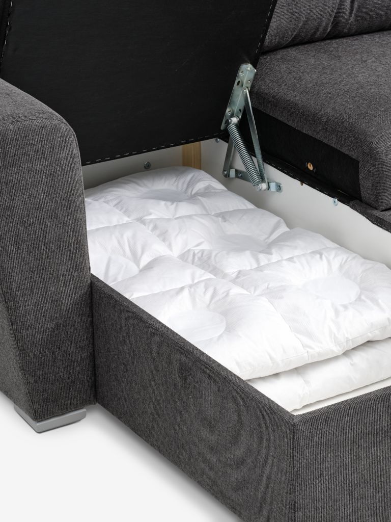 VEJLBY Sofa bed with chaise longue VEJLBY dark gray fabric