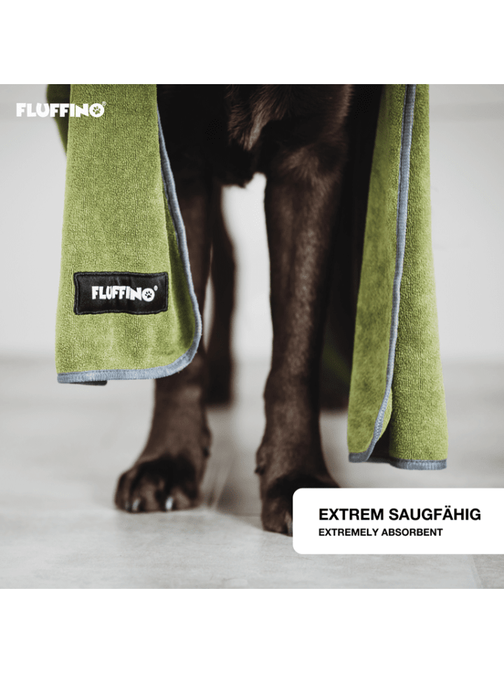FLUFFINO Hundehandtuch Mikrofaser – 2er-Pack - 120 x 70 cm - Grau & Grün günstig kaufen onesize