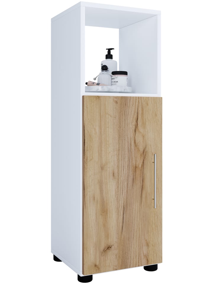 VCM  Holz Badmöbel Midischrank Badschrank Bad Flandu in Weiß / Honig-Eiche günstig kaufen onesize