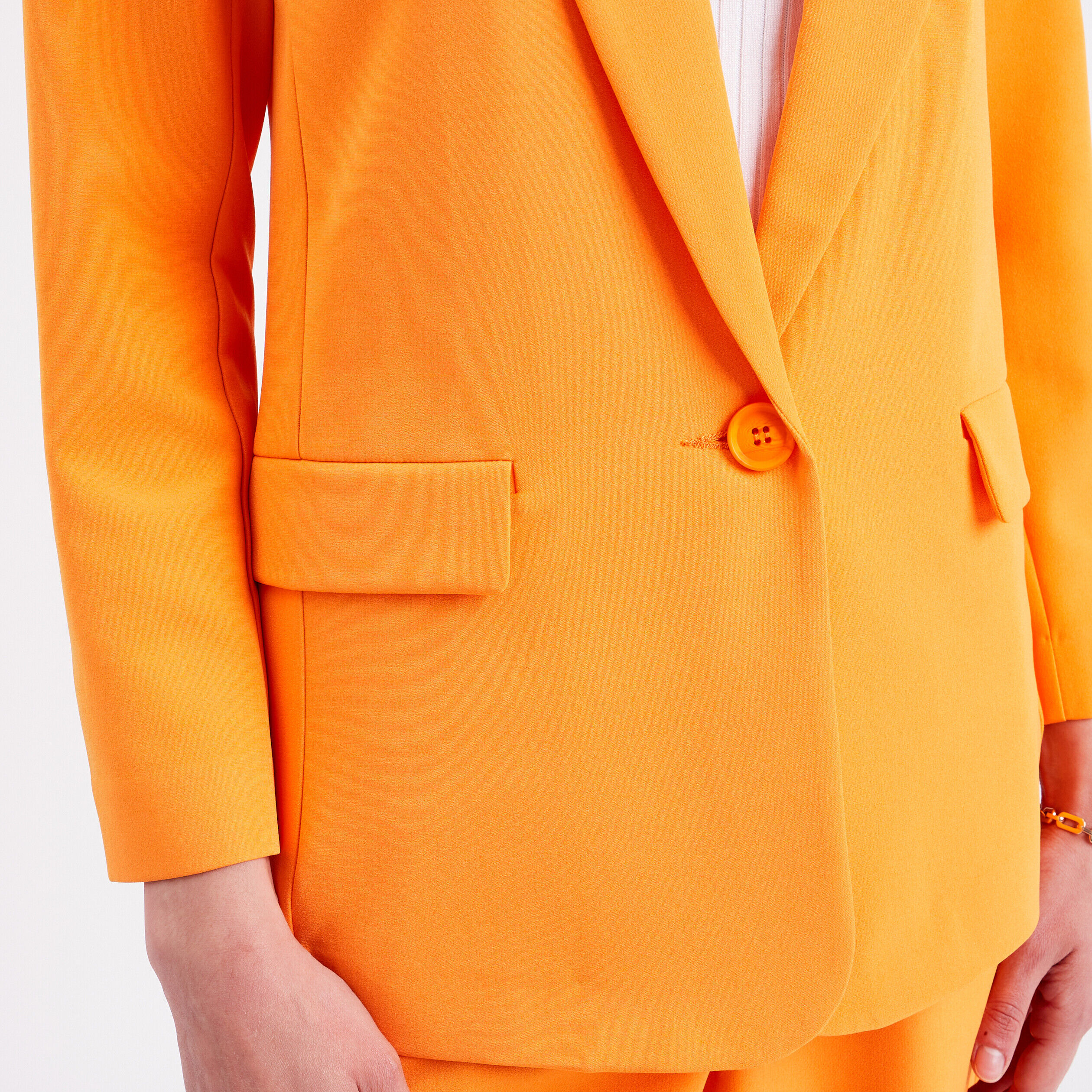Veste blazer boutonnée orange clair femme | Cache Cache