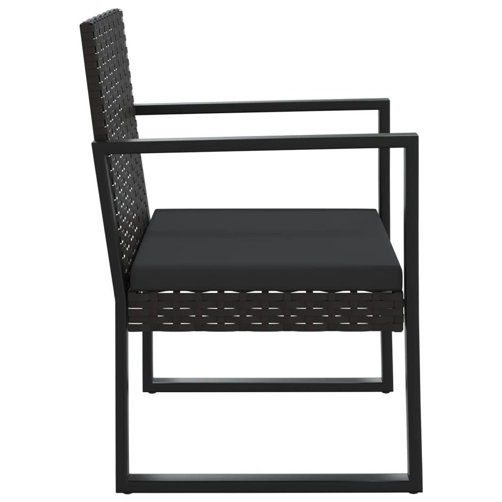 vidaXL Loungesofa 4-tlg. Garten-Lounge-Set mit Kissen Schwarz Poly Rattan, 4 Teile