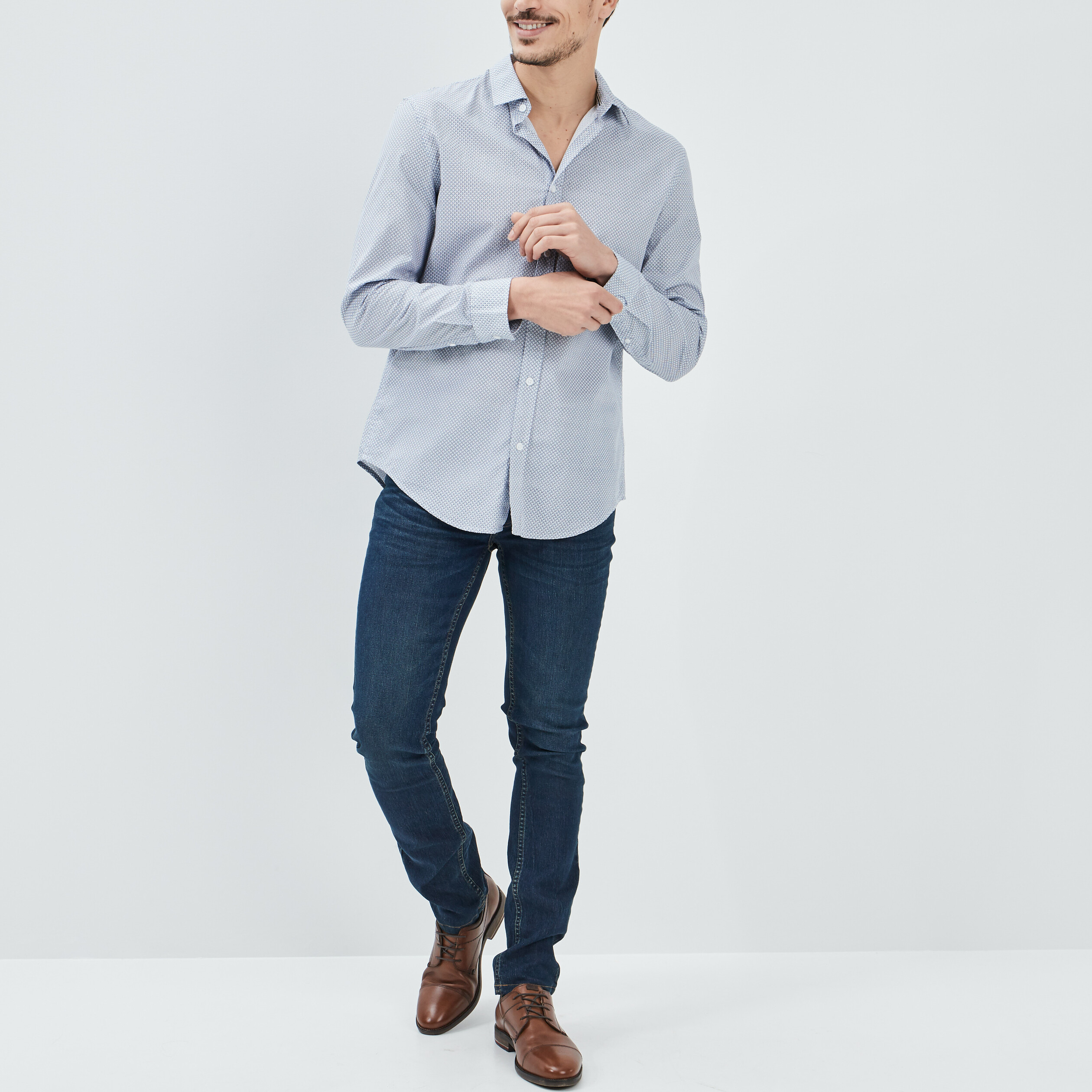 Chemise droite manches longues ecru homme | La Halle