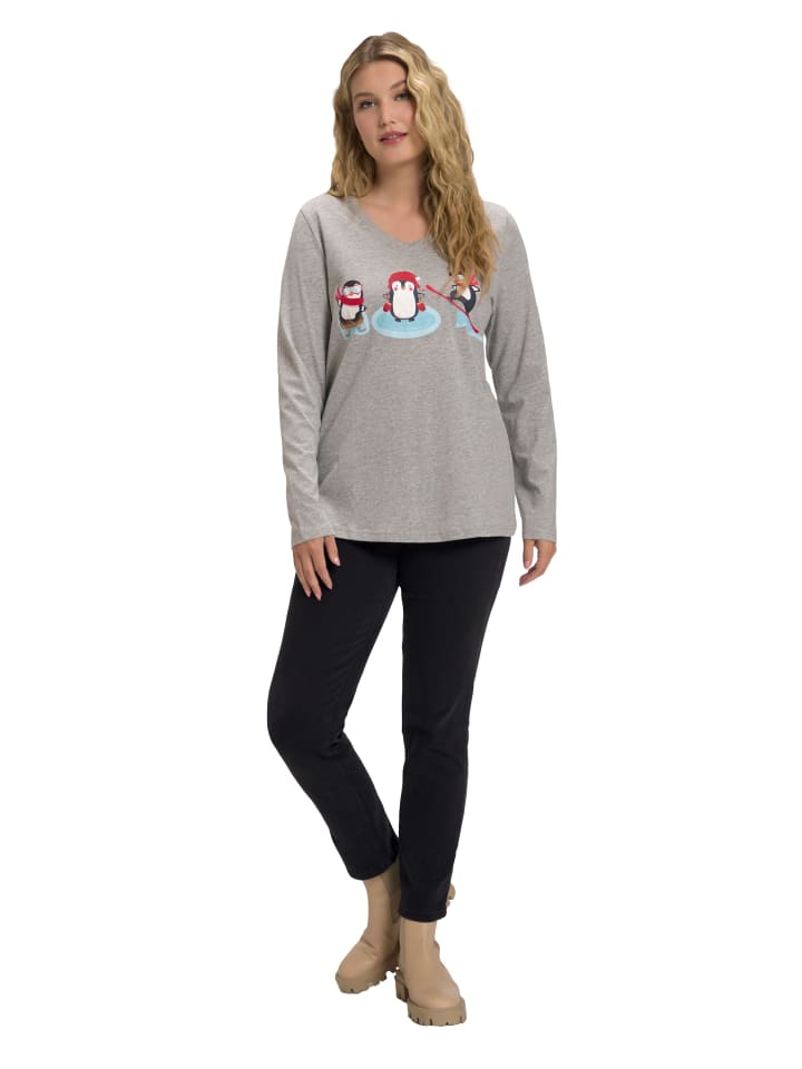Ulla Popken Shirt in hellgrau mélange günstig kaufen