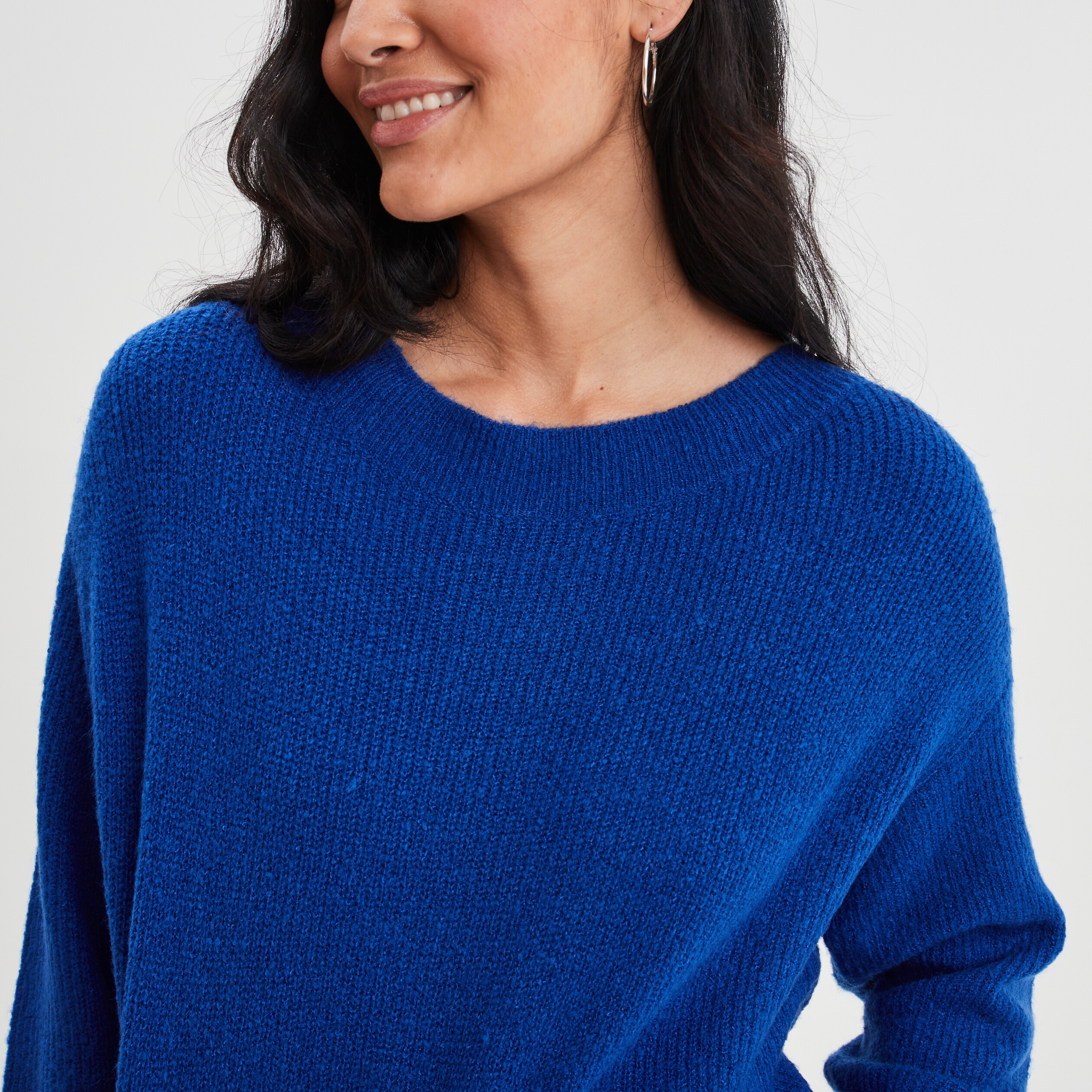 Pull col bateau manches longues bleu electrique femme | La Halle