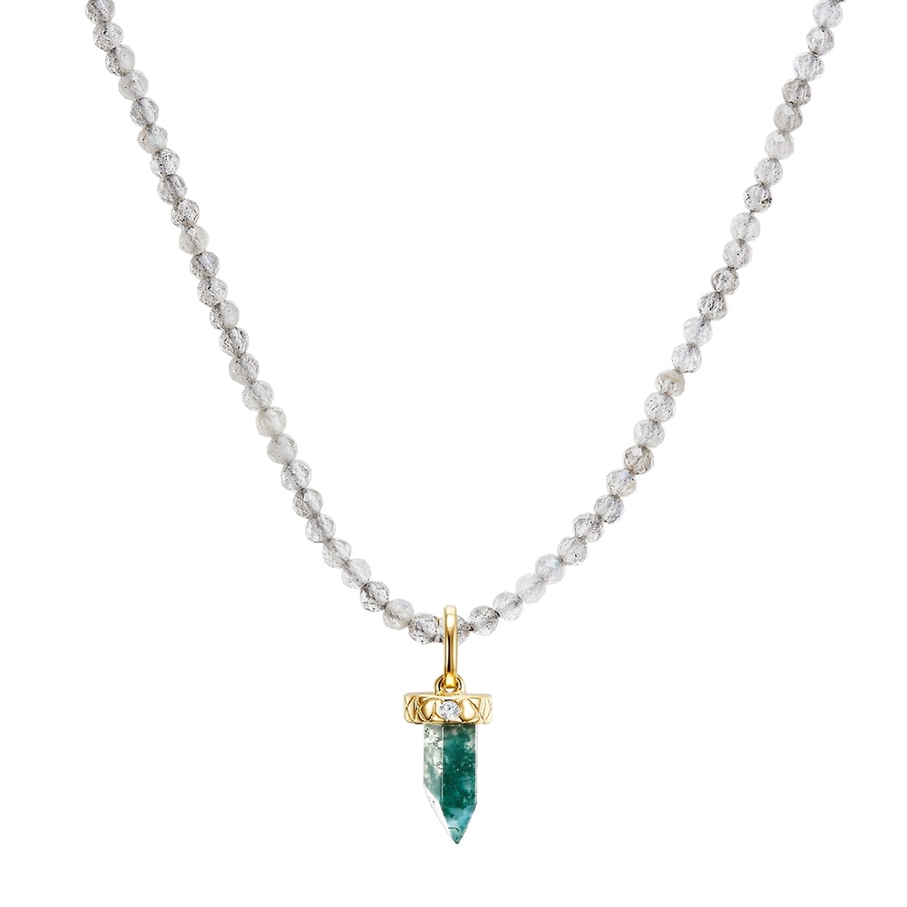 Glanzstücke München Collier en argent Labradorite Oxyde de zirconium (CZ) en Gris collier