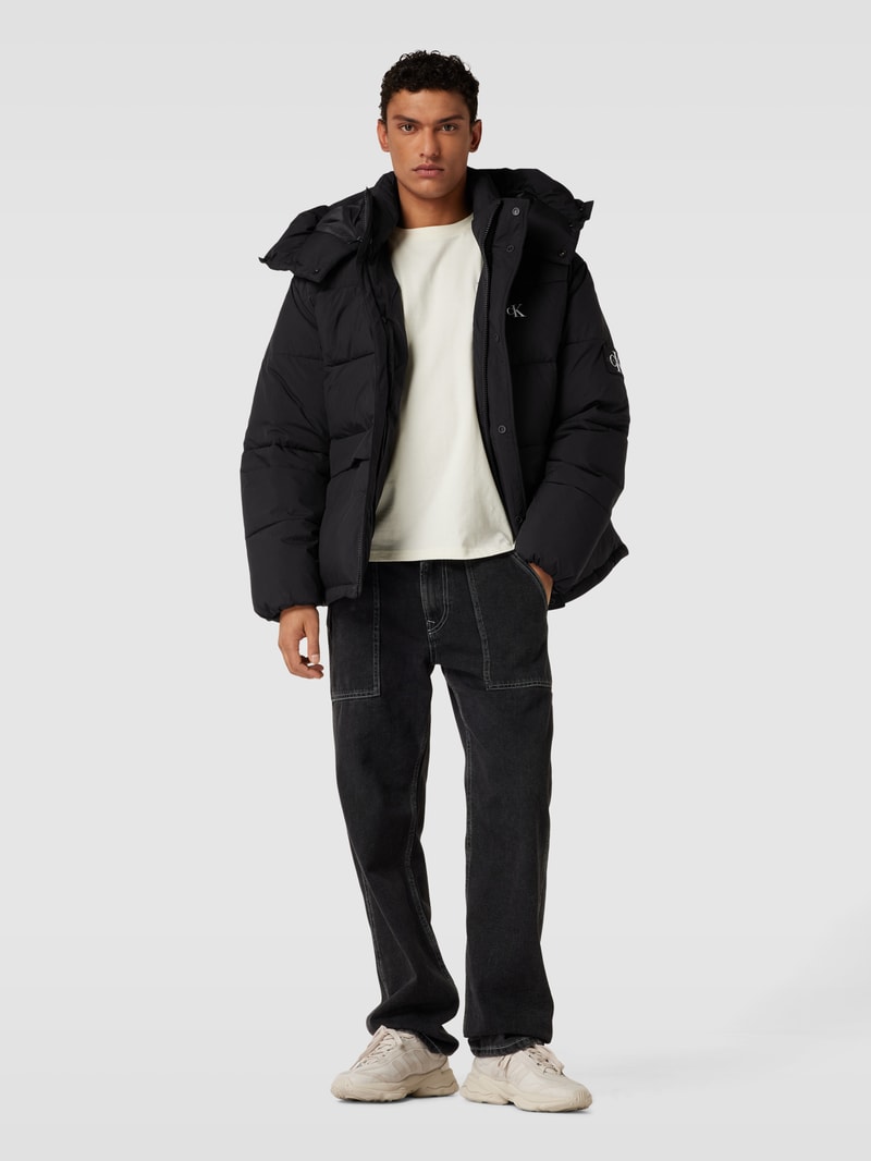 Relaxed Fit Steppjacke mit Label-Print in black
