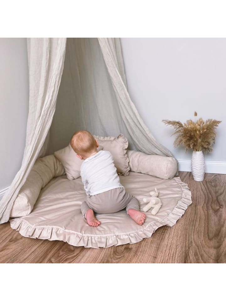 Alvi Krabbeldecke Rund - Organic Cotton 100 cm - Volant in beige günstig kaufen onesize