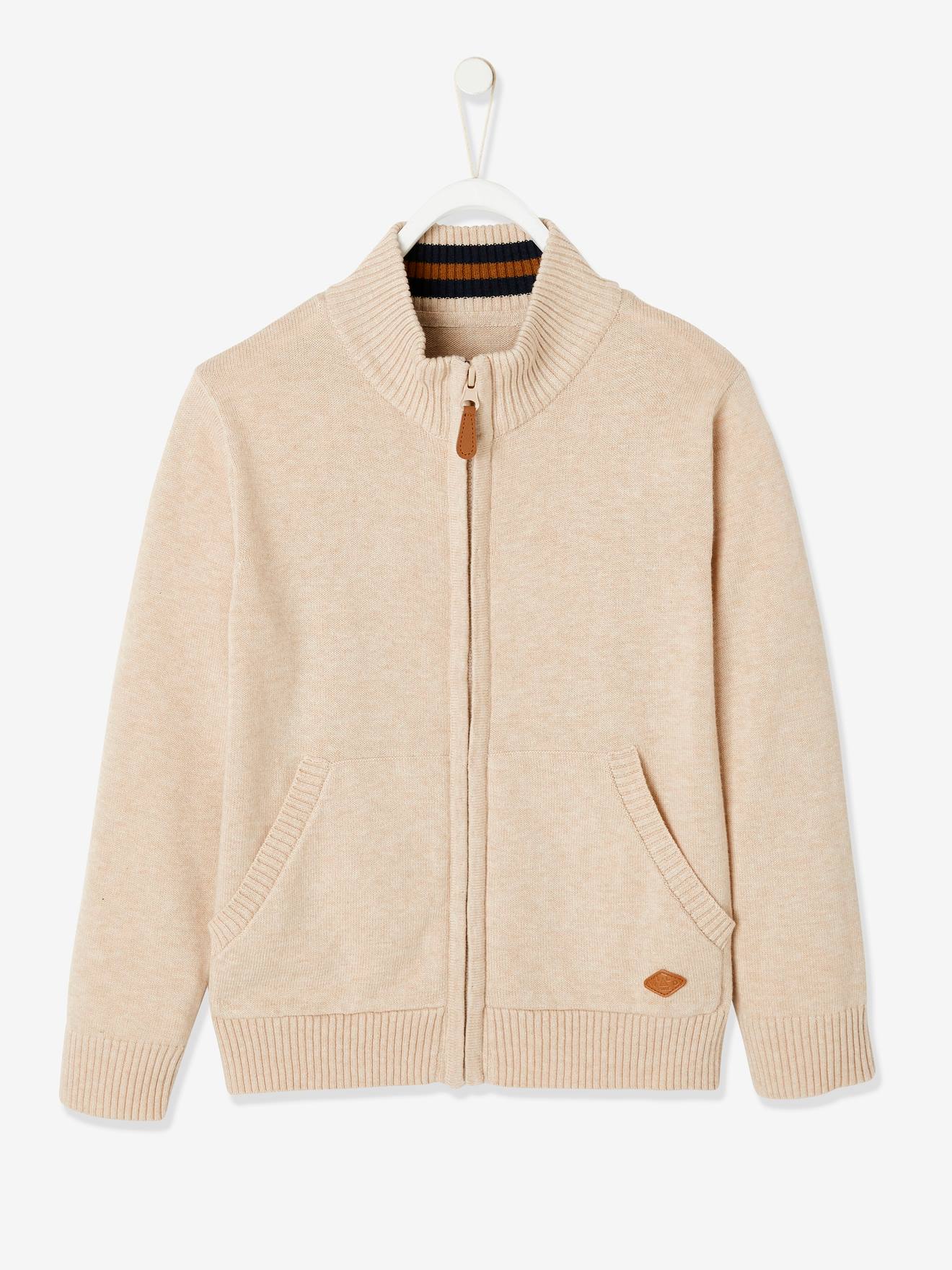 Gilet zippé col montant garçon noisette