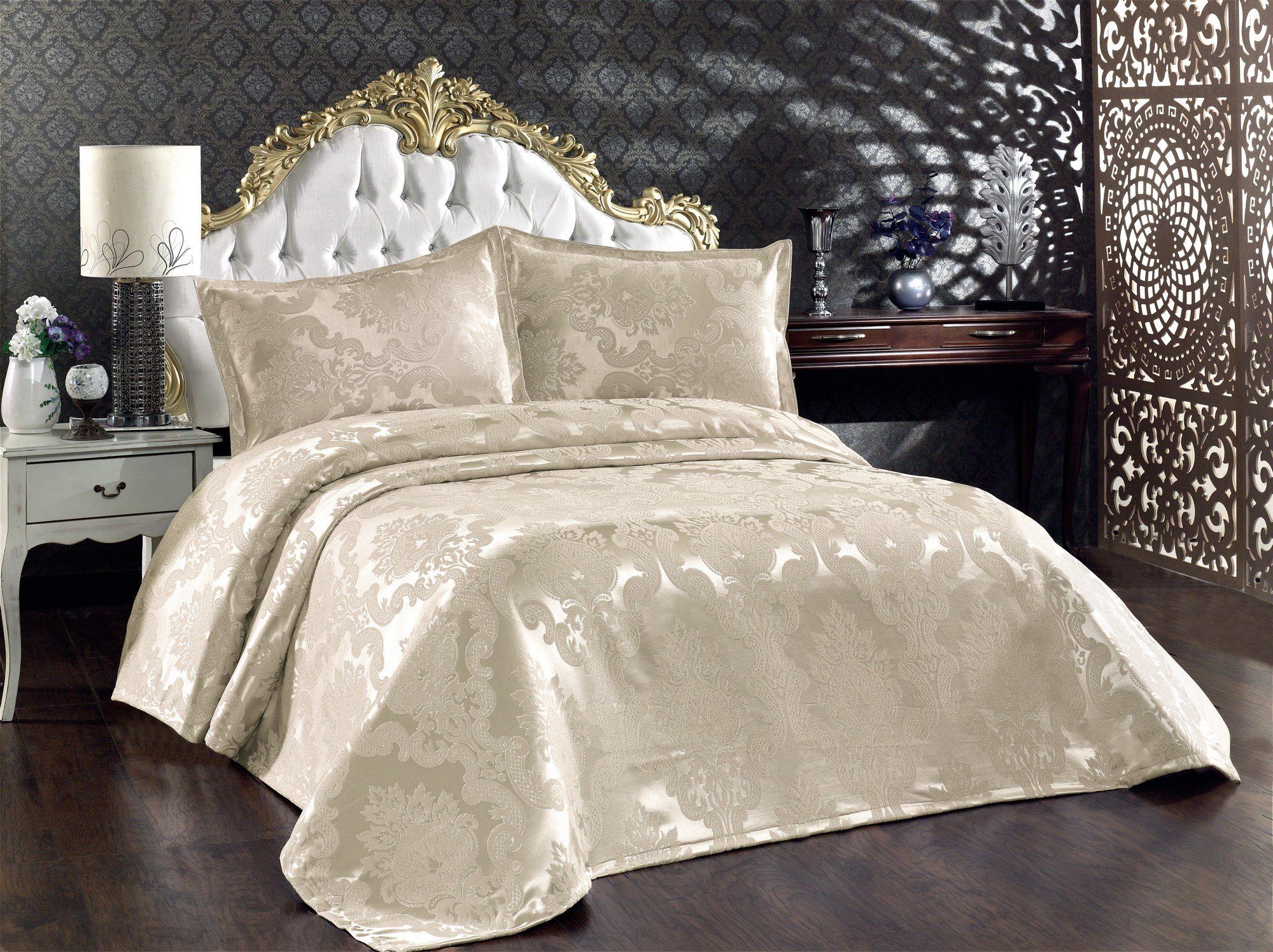 Bettdecke + Kopfkissen, WTN1402, Cappuccino, 100% BAUMWOLLE, L'Essentiel Linge de Maison