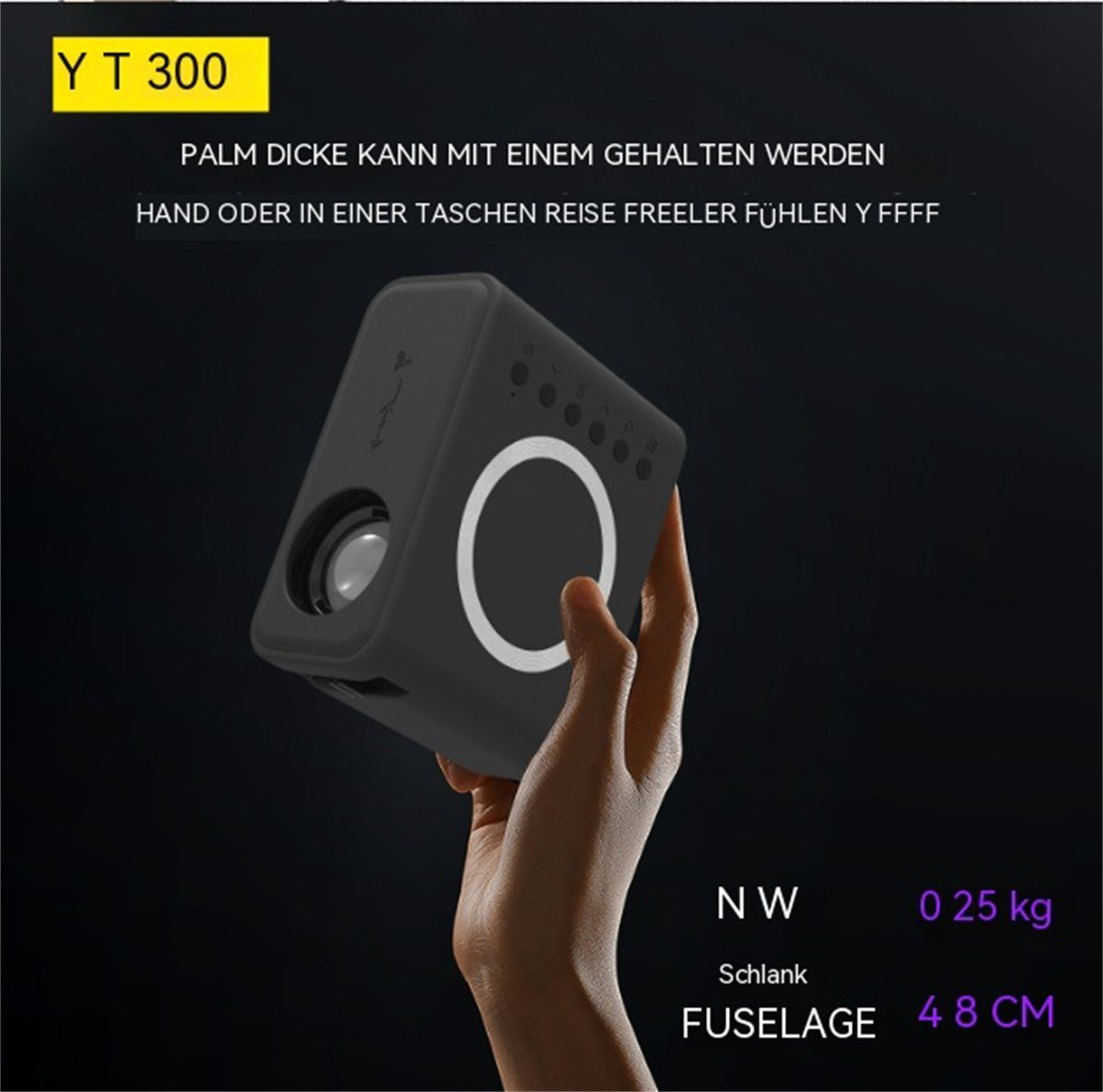 carefully selected Tragbarer kabelloser HD-Projektor (3000 Lumen, Auflösung: 1920 x 1080) LCD-Beamer