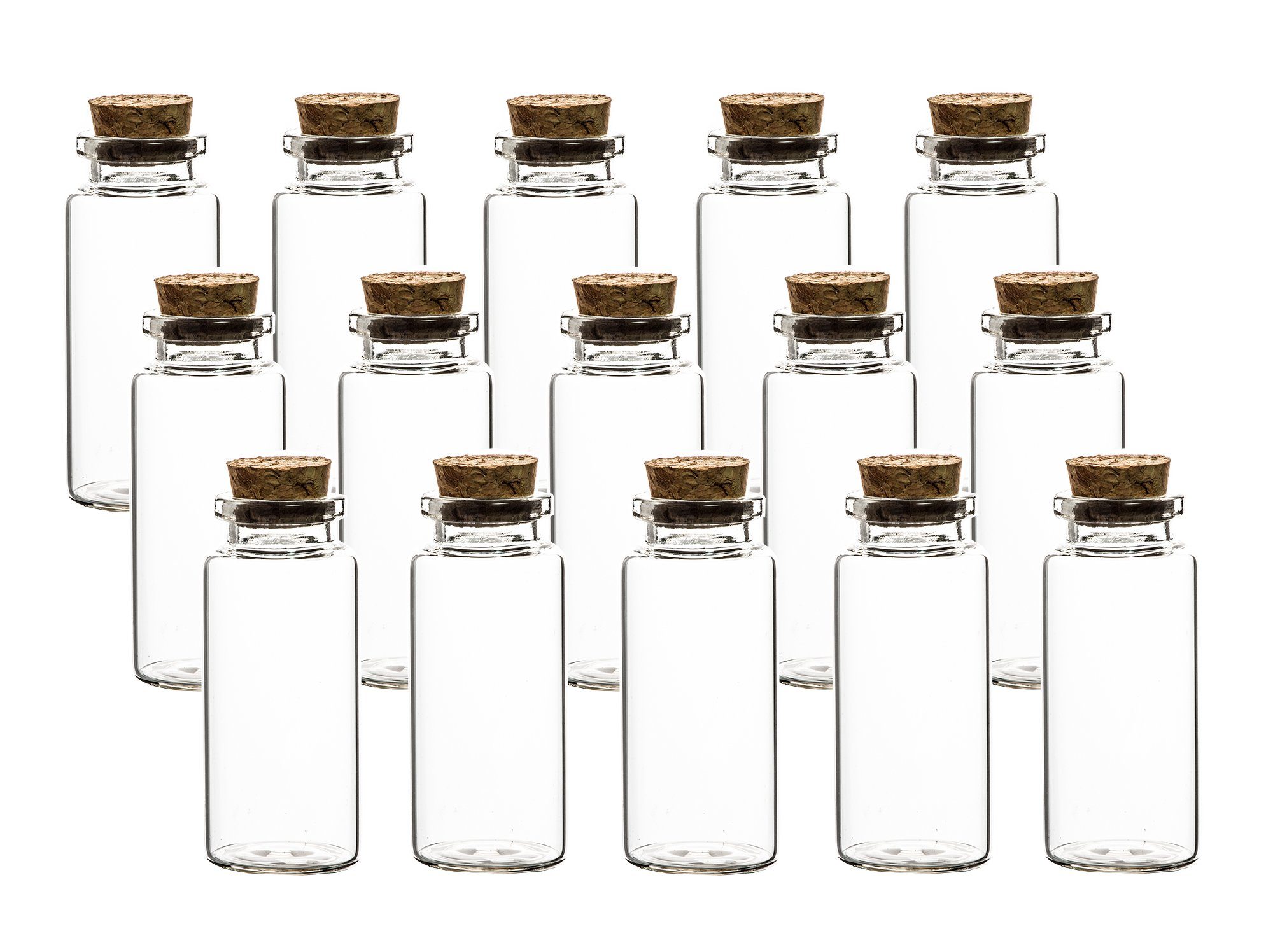 BigDean Gewürzbehälter 15er Set Gewürzgläser Korken-Deckel 30ml klein rund Glas Vorratsglas, Glas & Kork, (15-tlg)