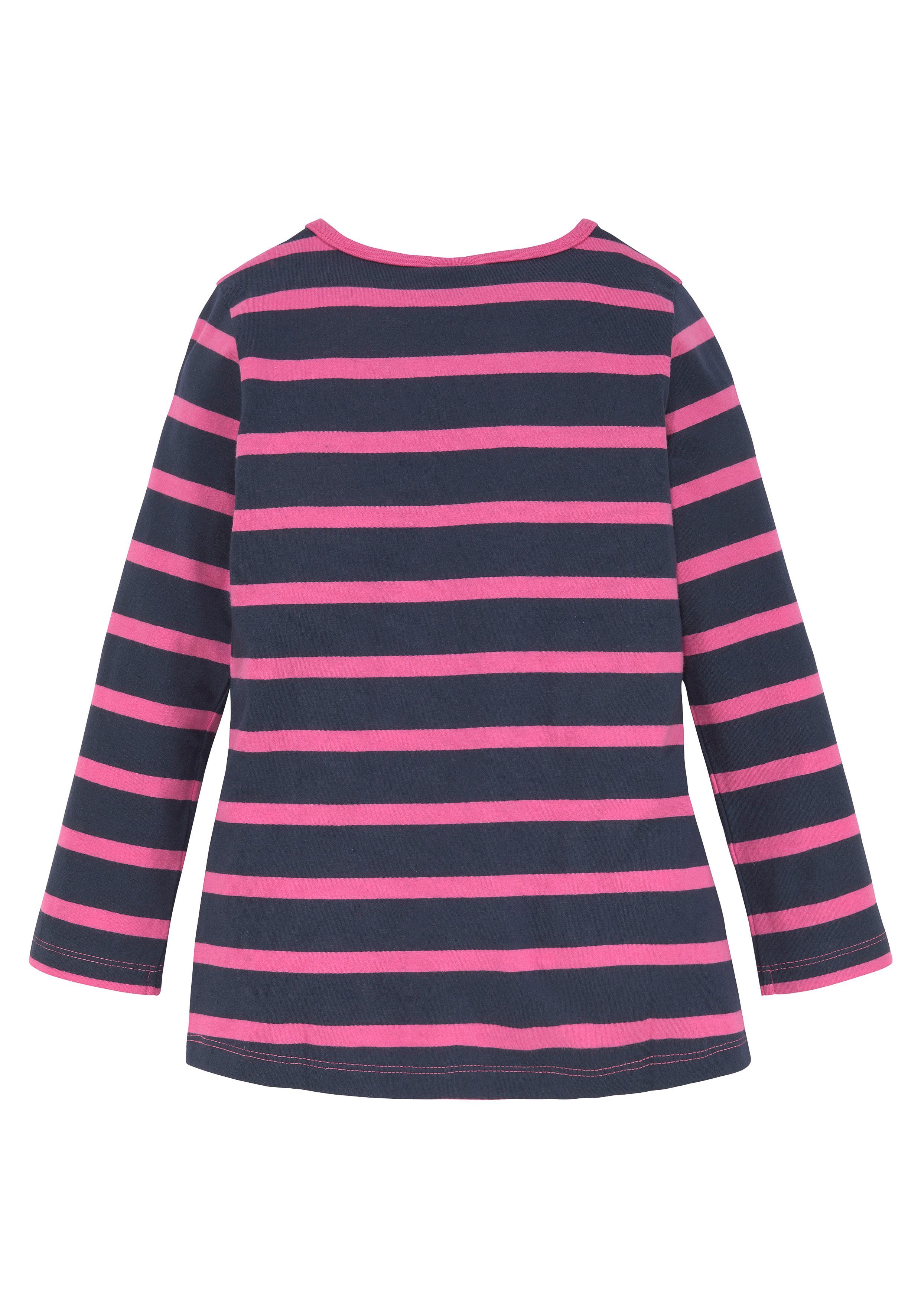KIDSWORLD Longshirt (2-tlg., 2er-Pack) mit großem Print und schönen Streifen