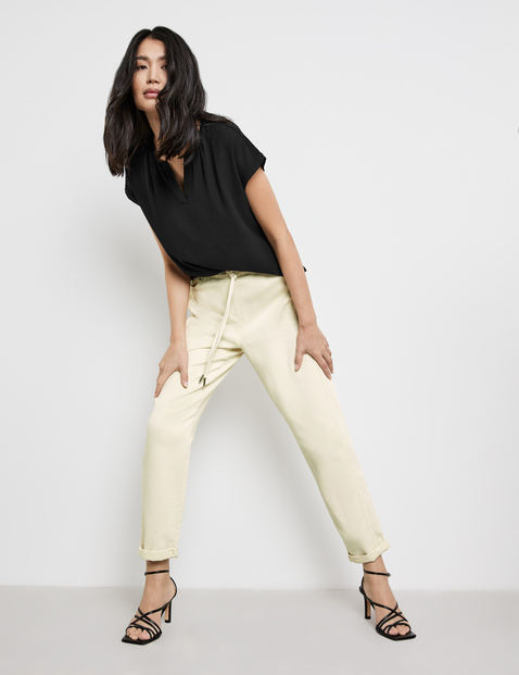 Blusenshirt mit Chiffon-Overlayer