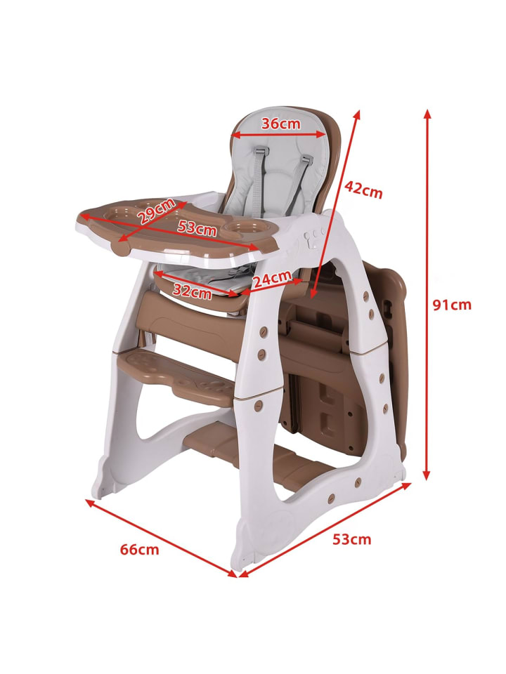COSTWAY 3 in 1 Hochstuhl in Braun günstig kaufen 54 cm